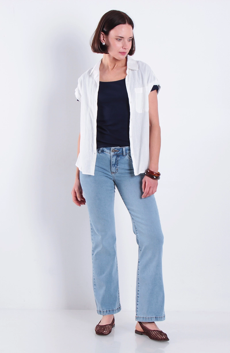 JEANS MUJER RECTO TIRO BAJO PRETINA BASICA UN BOTON - 3
