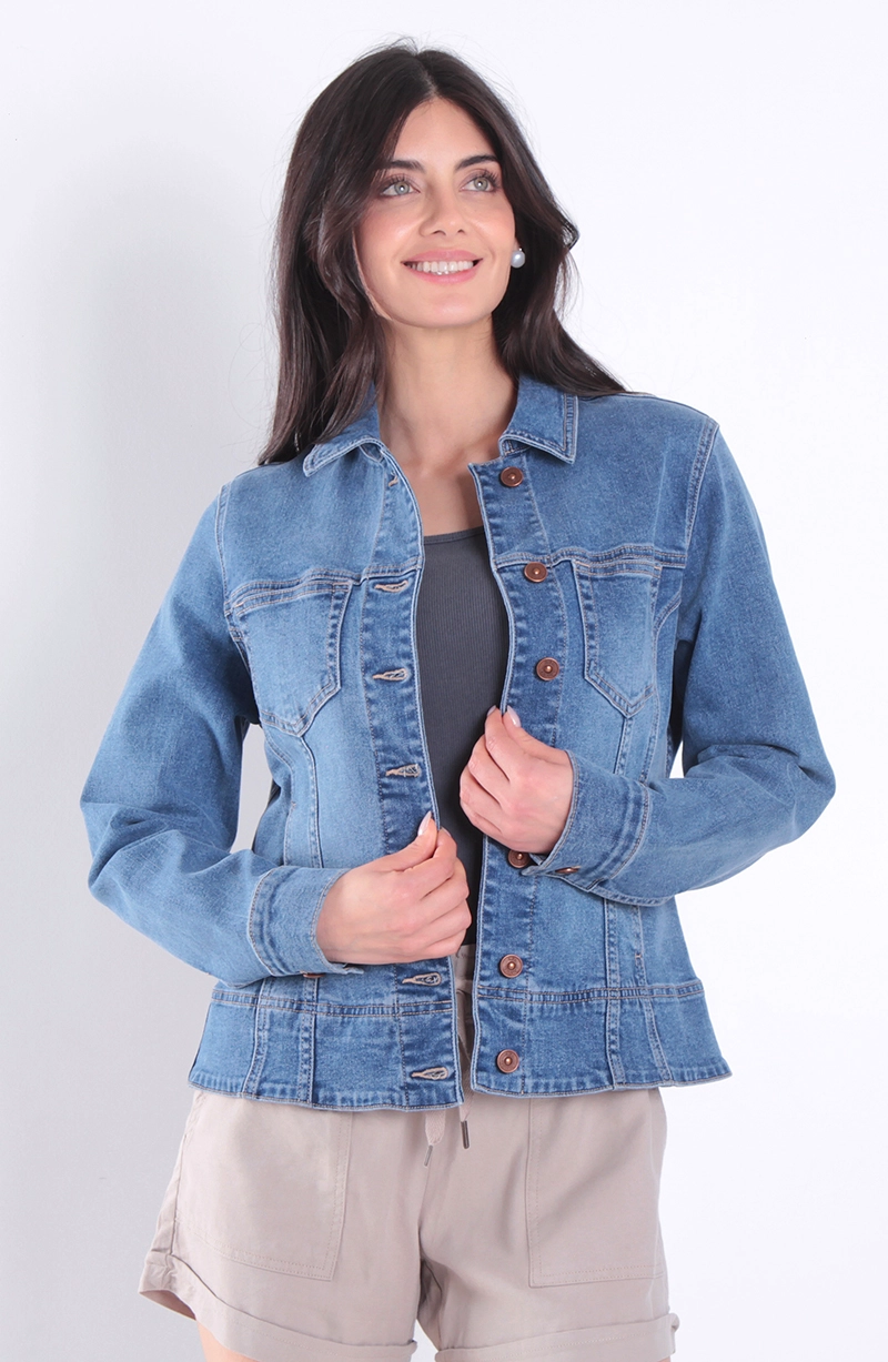 CHAQUETA DENIM MANGA LARGA ABOTONADA EN DELANTERO - 1