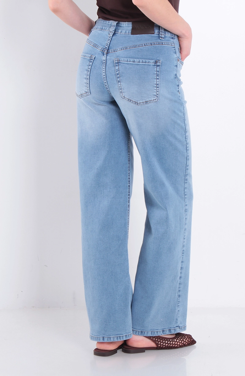 JEANS MUJER WIDE LEG TIRO ALTO PRETINA BASICA 1 BOTON - 4