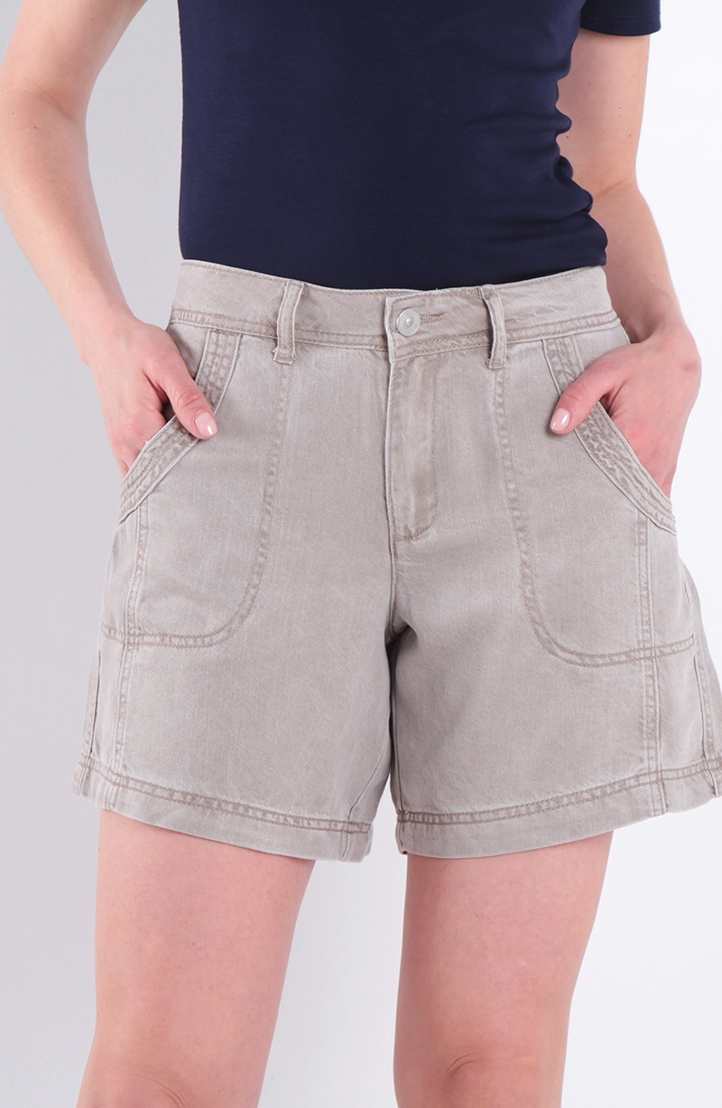 SHORT CARGO LYOCELL TIRO ALTO PRETINA BASICA 1 BOTON - 1