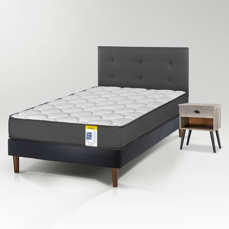 CAMA EUROPEA JUVENIL 1,5 PLAZAS + RESPALDO JUVENIL + VELADOR ROCK DRIMKIP - 1