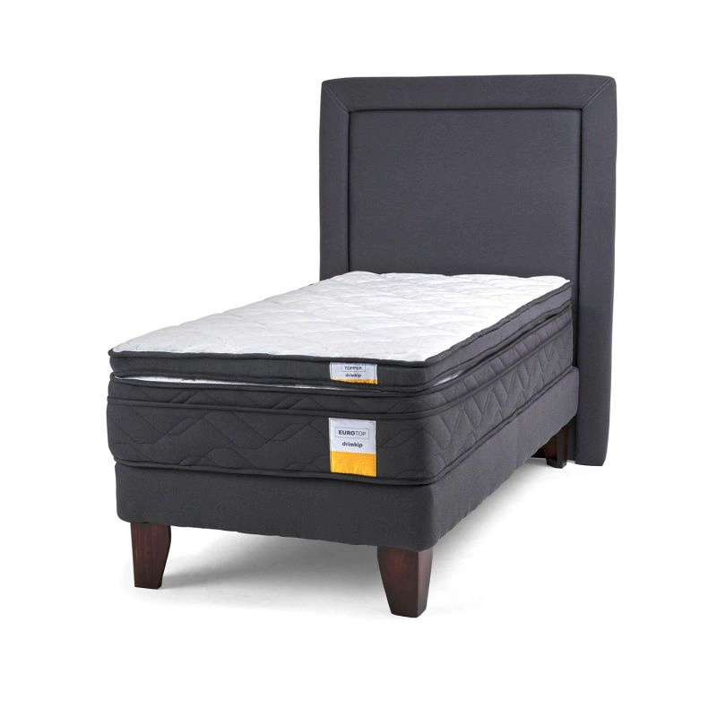 CAMA EUROPEA EUROTOP + TOPPER + RESPALDO 1 PLAZA PLUS DRIMKIP - 1