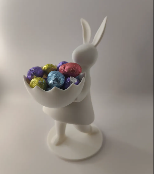 FIGURA CONEJO DE PASCUA CON TAZON PARA HUEVOS - 1