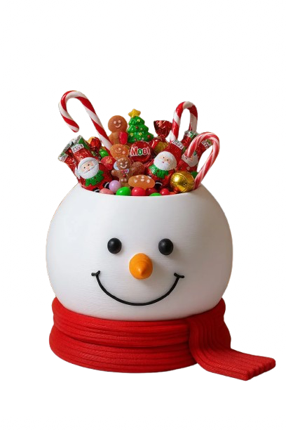 BOWL DE COCINA NAVIDAD - MUÑECO DE NIEVE CON SOMBRERO MULTICOLOR - 1