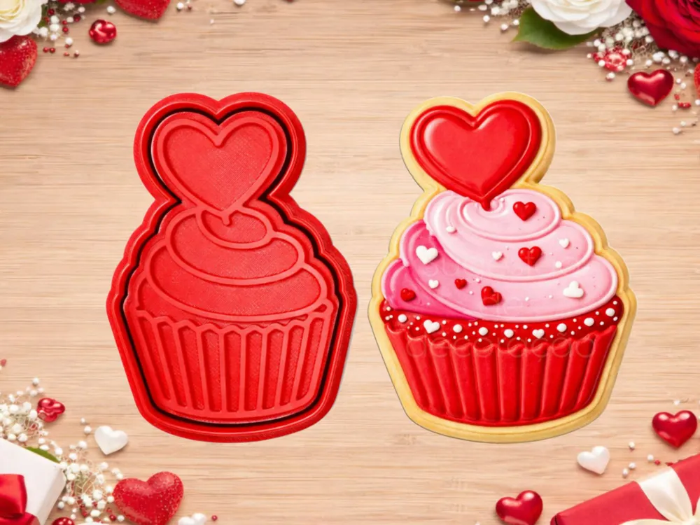 CORTADOR DE GALLETAS CUPCAKE DEL AMOR ROJO - 2