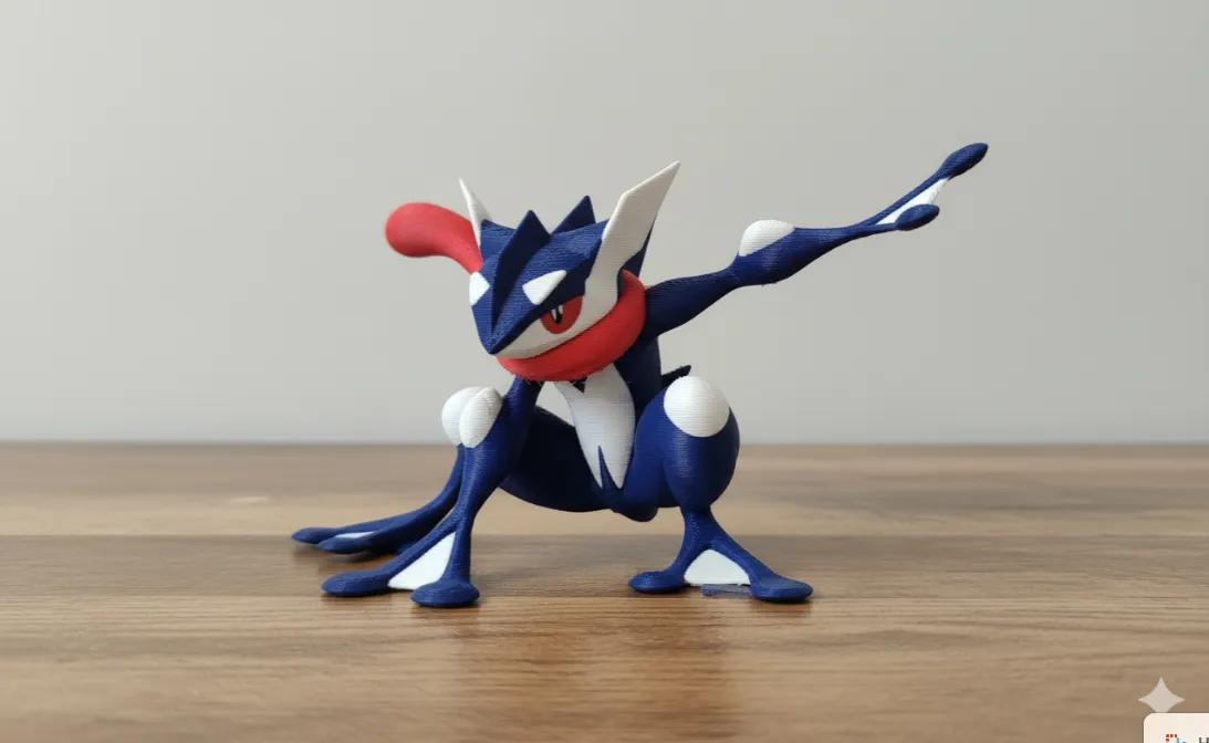 FIGURA DECORACION- POKEMON GRENINJA AZUL ROSADO Y BLANCO - 1