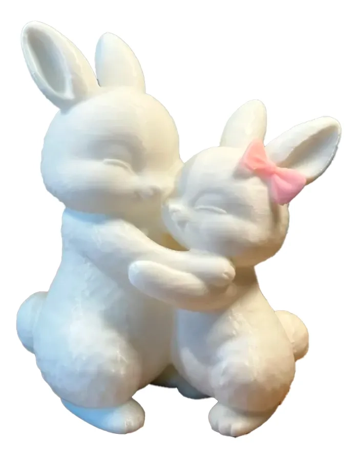 FIGURA DECORATIVA - CONEJOS TIERNOS ABRAZANDOSE - 1