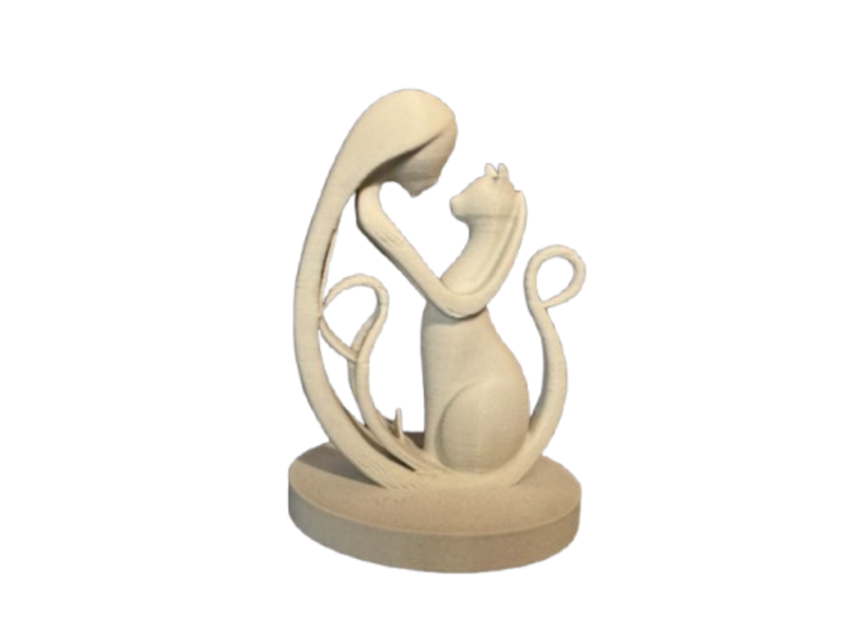 ESCULTURA MINIMALISTA- MUJER Y GATO - 1
