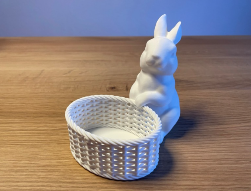 ESCULTURA- CONEJO DE PASCUA CON CANASTA - 2