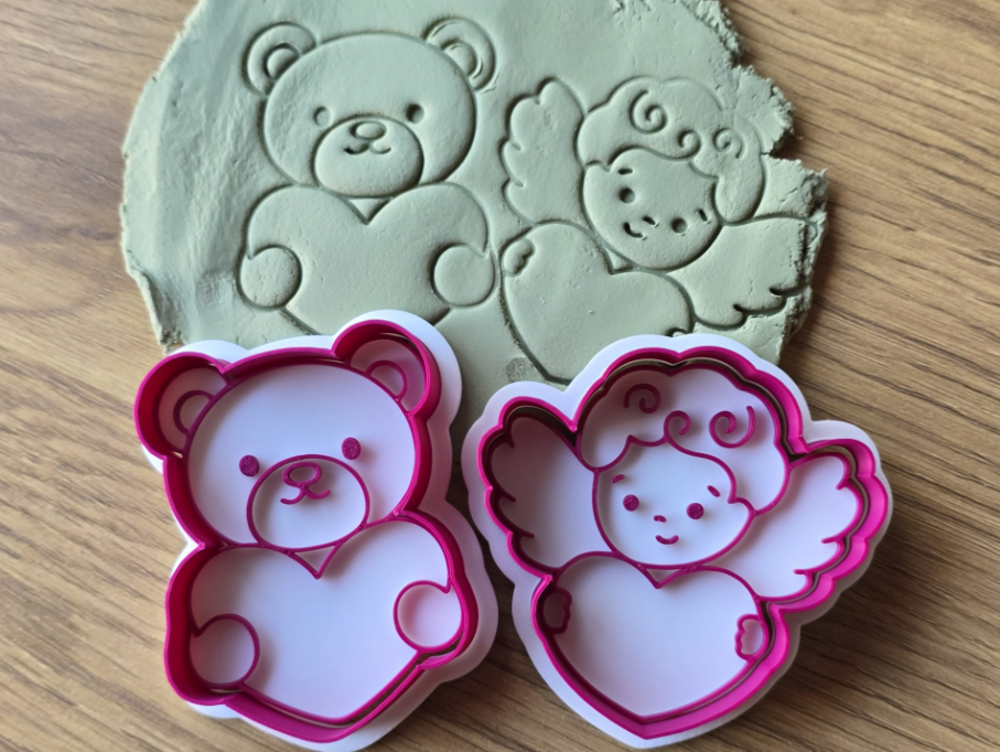 CORTADORES Y SELLO DE GALLETAS - OSO Y CUPIDO (PACK 2 UN) - 1