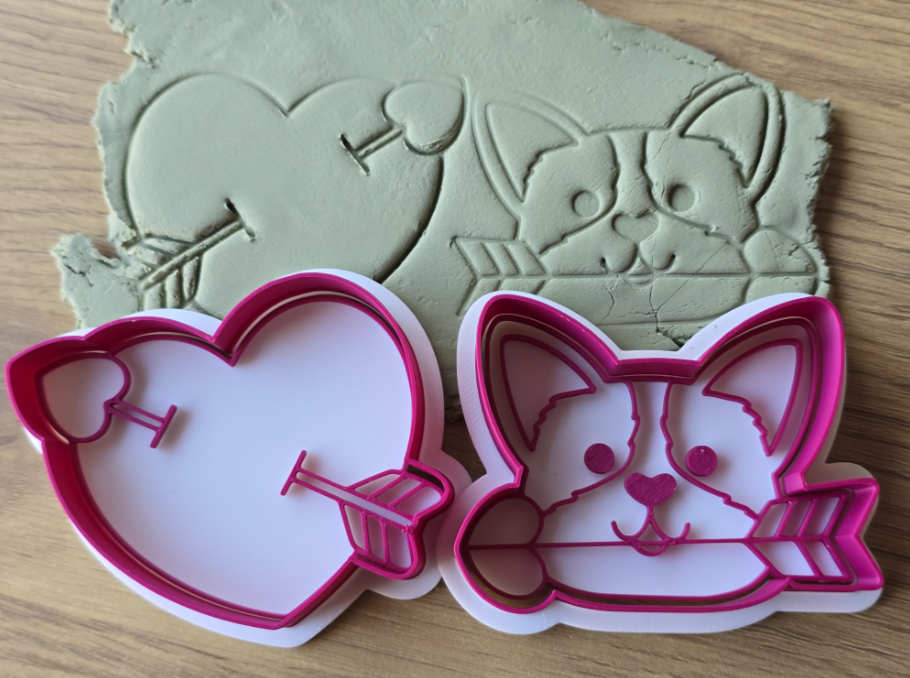 CORTADORES Y SELLO DE GALLETAS - CORGI Y CORAZON (PACK 2 UN) - 1