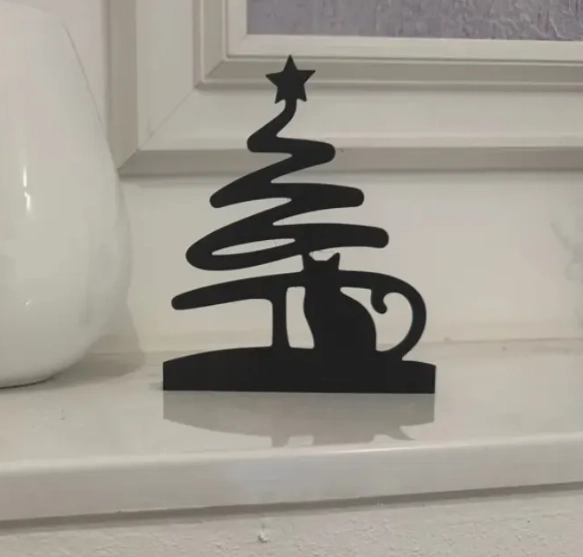 DECORACION DE ARBOL DE NAVIDAD Y GATO - 1
