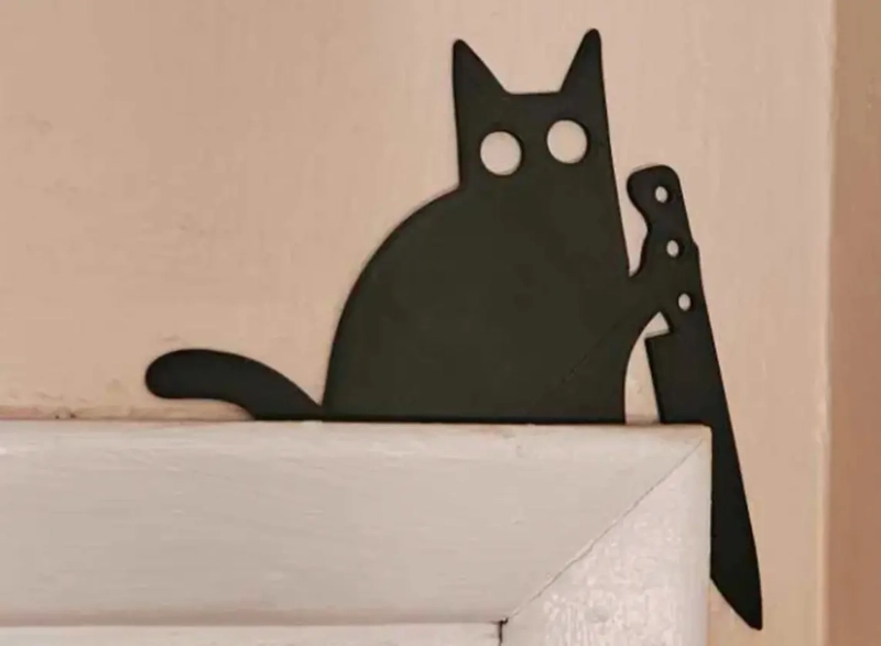 ESQUINERO DE PUERTA - GATO CON CUCHILLO - 3
