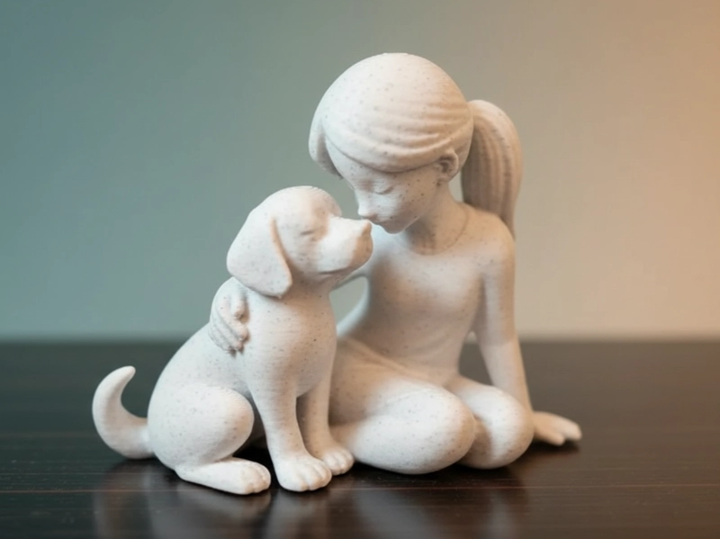 ESCULTURA DECORATIVA- LAZO DE NIÑA Y PERRO - 2