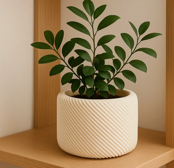 FIGURA DECORATIVA MACETERO BLANCO CON TEXTURA - 2