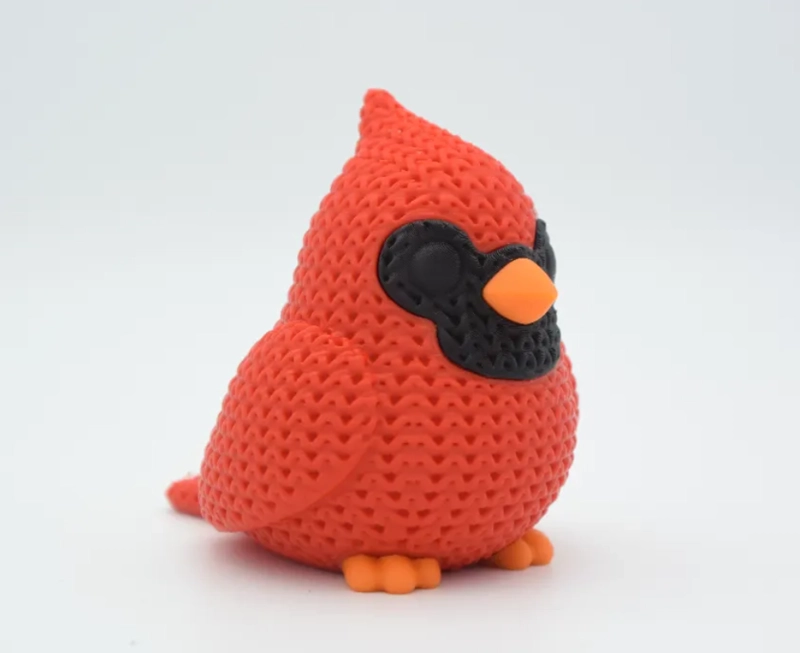 FIGURA PAJARO CARDENAL ESTILO TEJIDO - 2