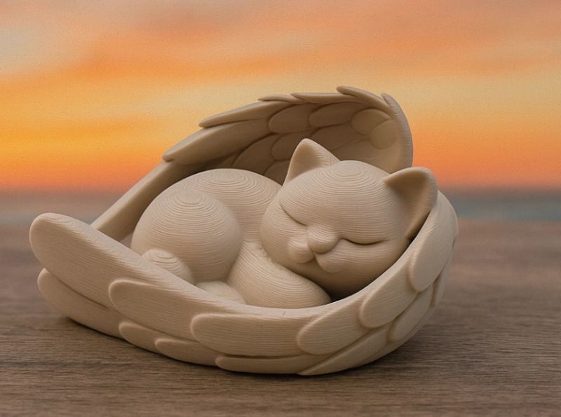 ESCULTURA DECORATIVA- GATO DURMIENDO EN ALAS - 1