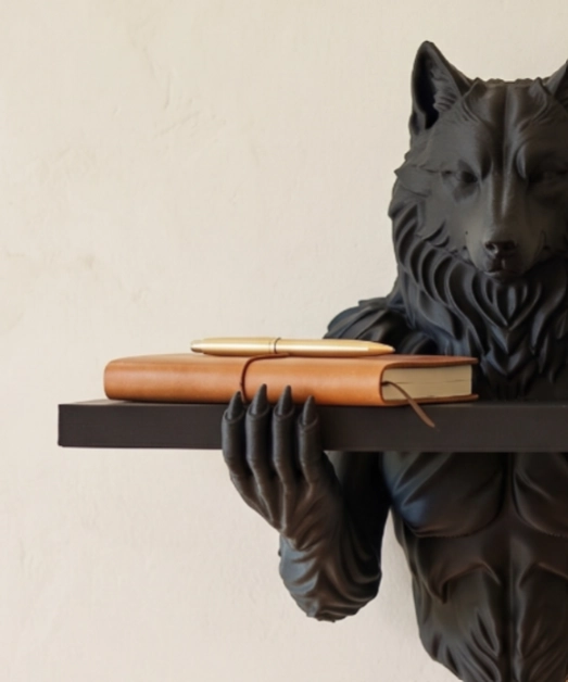 FIGURA DECORATIVA DE LOBO NEGRO - 1