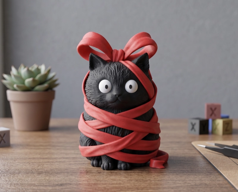 FIGURA DECORATIVA- GATO TRAVIESO ATADO - 1
