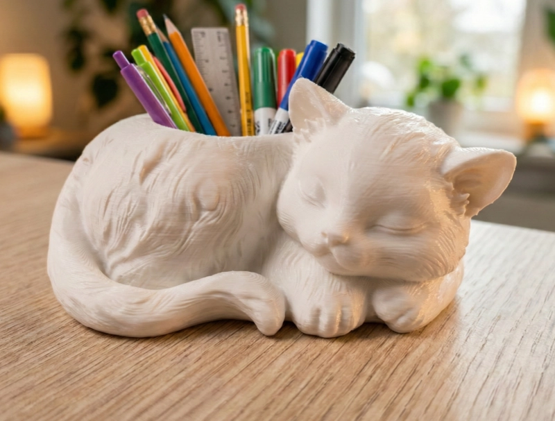 PORTALAPICES- GATO BLANCO DURMIENTE - 2