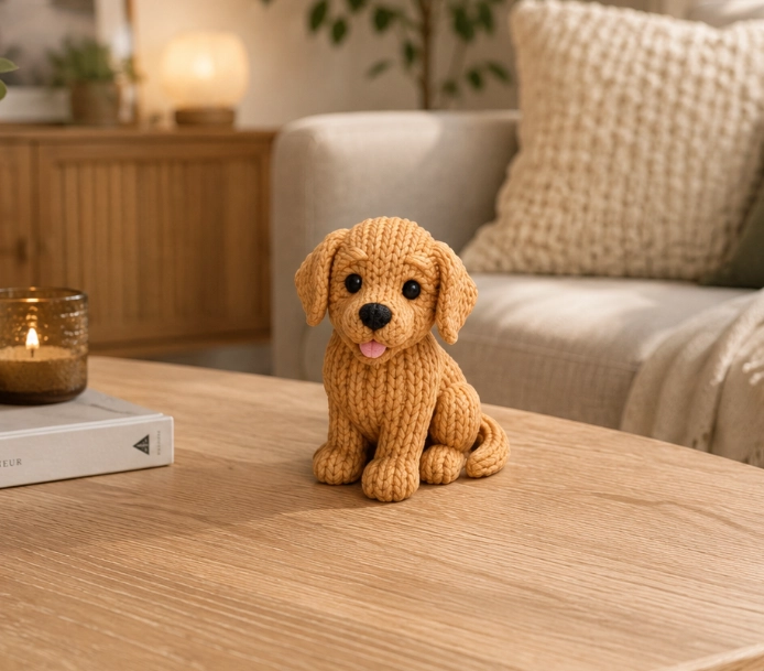 FIGURA DECORATIVA PRINTS PATRO- GOLDEN RETRIEVER DE PUNTO - 1