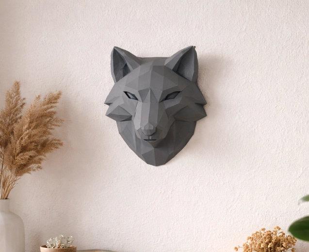 ESCULTURA DECORATIVA DE PARED PRINTS PATRO- CABEZA DE LOBO - 1