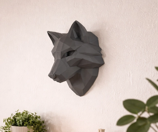 ESCULTURA DECORATIVA DE PARED PRINTS PATRO- CABEZA DE LOBO - 5