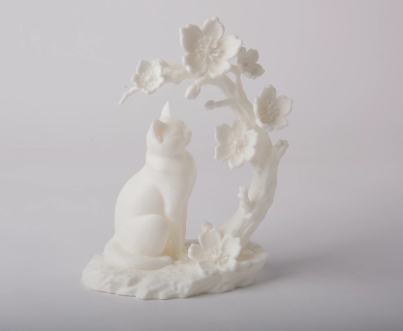 ESCULTURA DECORATIVA PRINTS PATRO- GATO CON FLORES DE CEREZO - 4