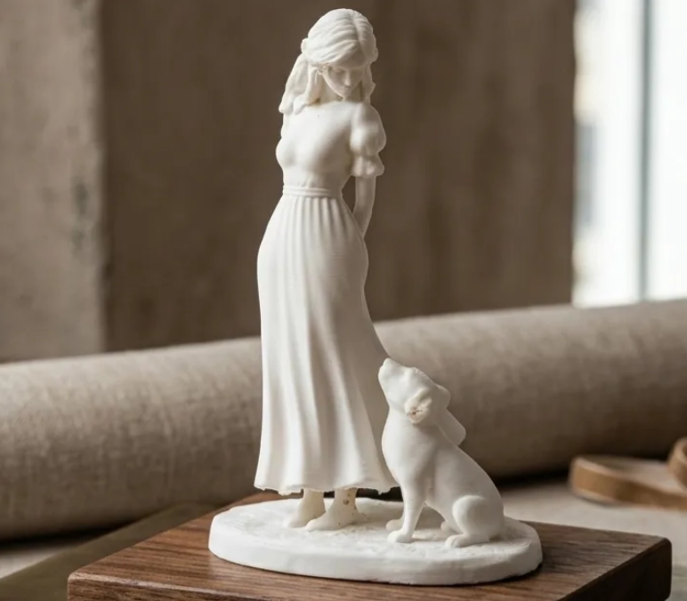 ESCULTURA DECORATIVA PRINTS PATRO- NIÑA Y SU PERRO - 1