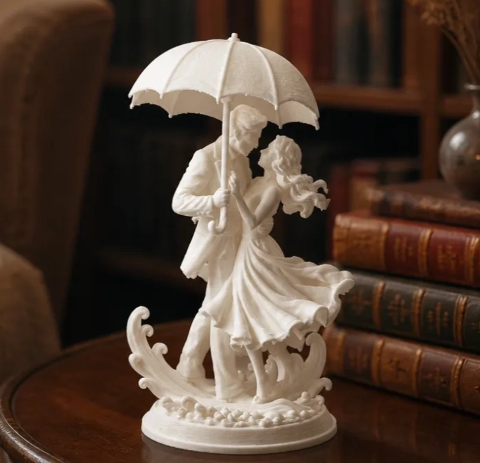 ESCULTURA DECORATIVA PRINTS PATRO- PAREJA BAILANDO EN LLUVIA - 1