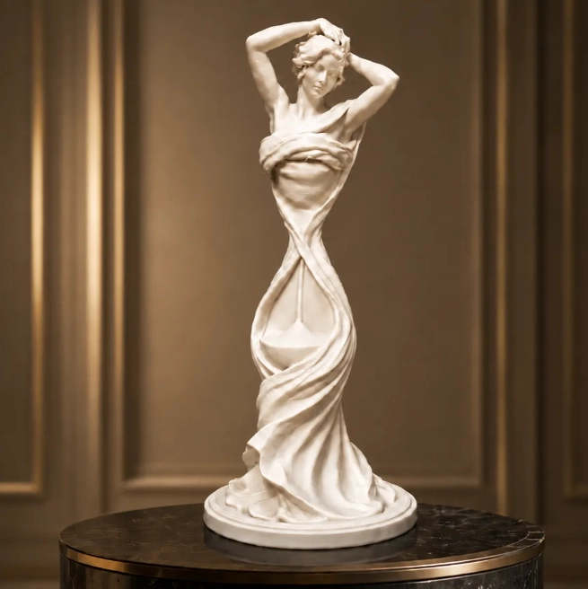 ESCULTURA DECORATIVA PRINTS PATRO- MUSA DE RELOJ DE ARENA - 1
