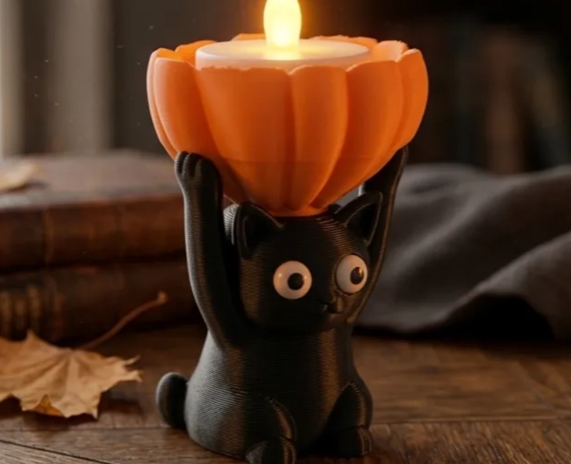PORTAVELAS LED PRINTS PATRO- GATITO NEGRO - 4