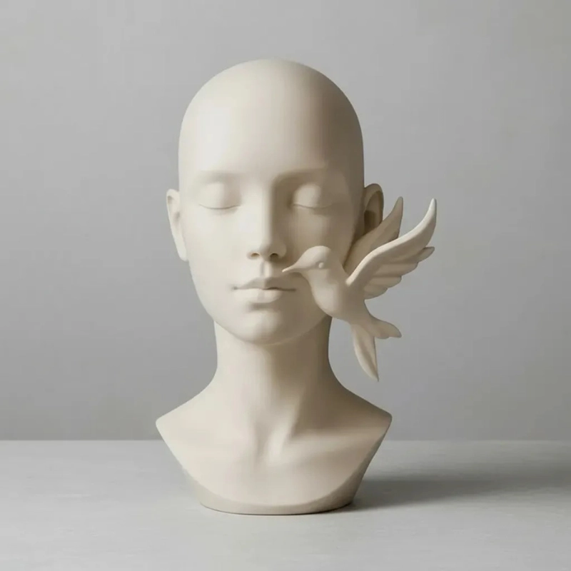 ESCULTURA ELEGANTE PRINTS PATRO -ROSTRO CON COLIBRI - 1