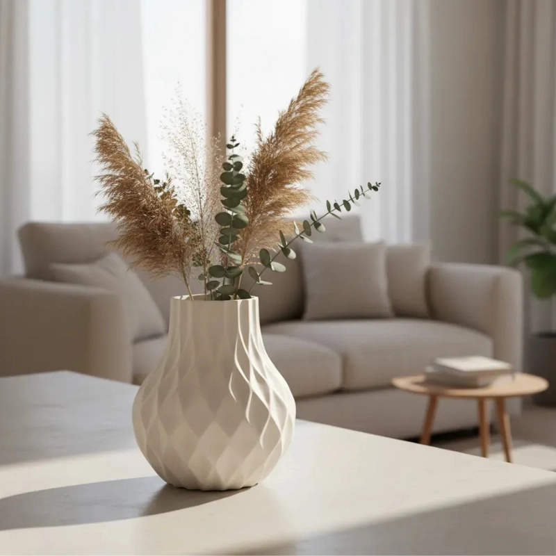 DECORACION ELEGANTE PRINTS PATRO - FLORERO FLOR DIAMANTE BLANCO - 2
