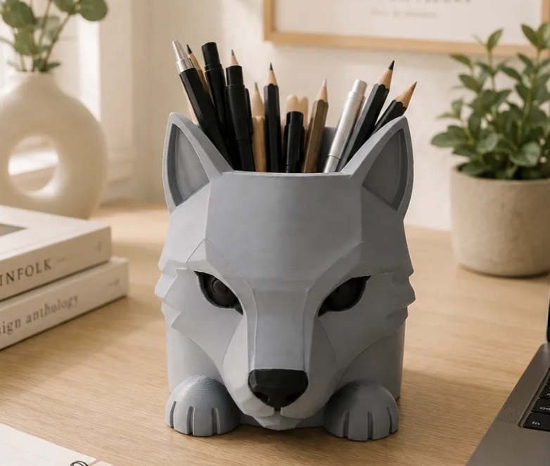 PORTALAPICES PRINTS PATRO- LOBO GRIS - 1