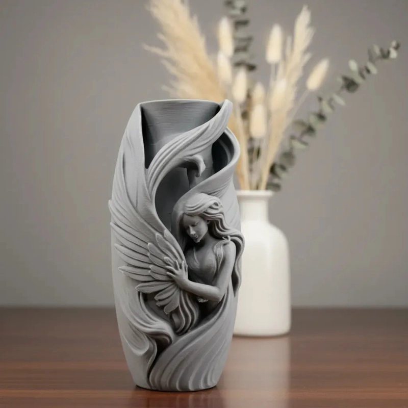 DECORACION ELEGANTE PRINTS PATRO - JARRON ANGEL GRIS DE GRACIA - 1