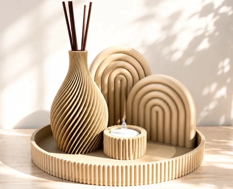 BANDEJA, ARCOS DECORATIVOS, JARRON Y PORTA VELAS, REGALO MAMA - 2