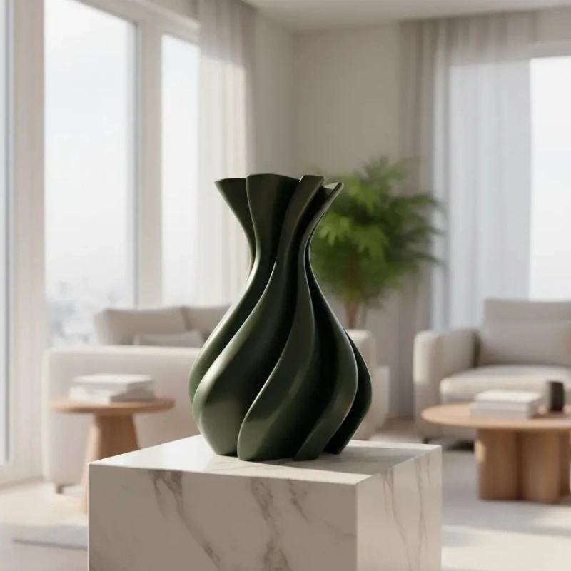 DECORACION ELEGANTE PRINTS PATRO - JARRON LYRA VERDE - 3