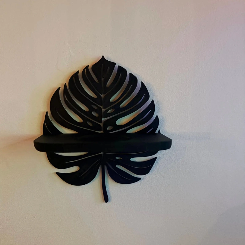 DECORACION ELEGANTE PRINTS PATRO - ESTANTE DE PARED MINI MONSTERA NEGRA - 1