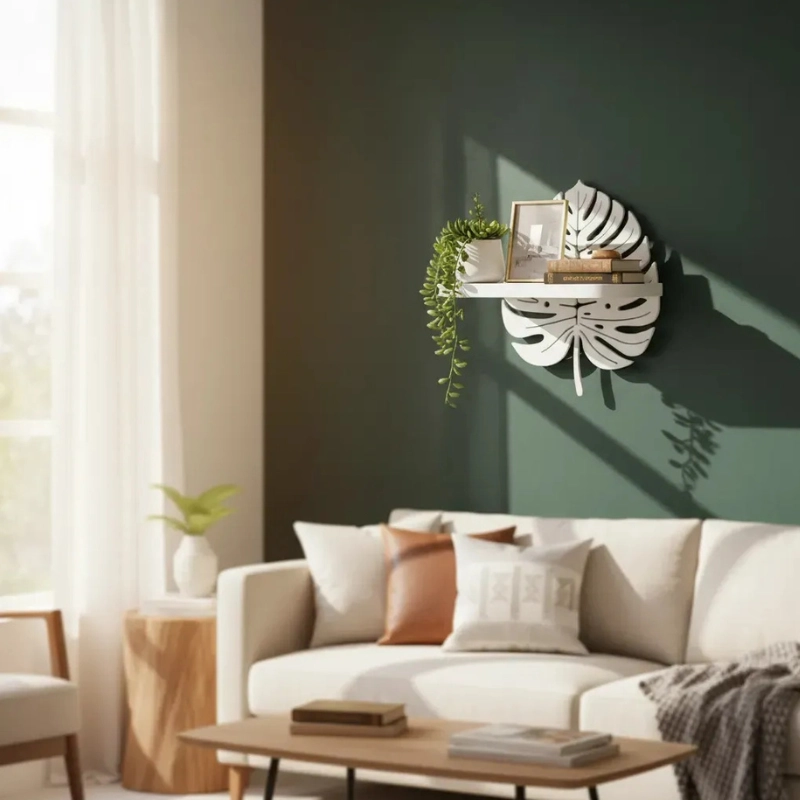 DECORACION ELEGANTE PRINTS PATRO - ESTANTE DE PARED MINI MONSTERA BLANCA - 2