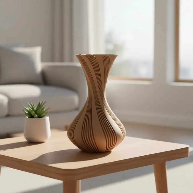 DECORACION ELEGANTE PRINTS PATRO - JARRON ESTILO VASE BEIGE - 2