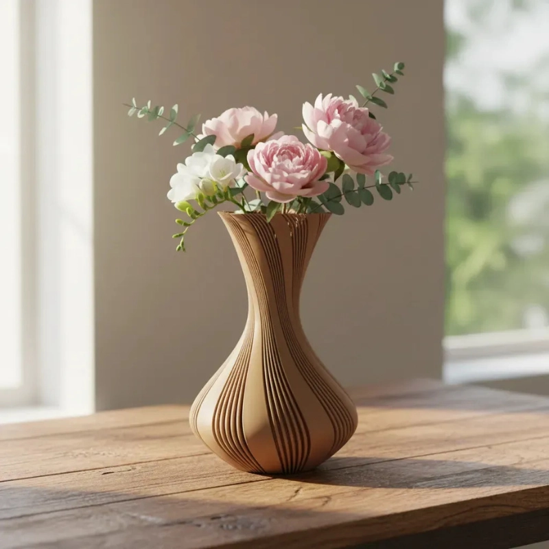 DECORACION ELEGANTE PRINTS PATRO - JARRON ESTILO VASE BEIGE - 3