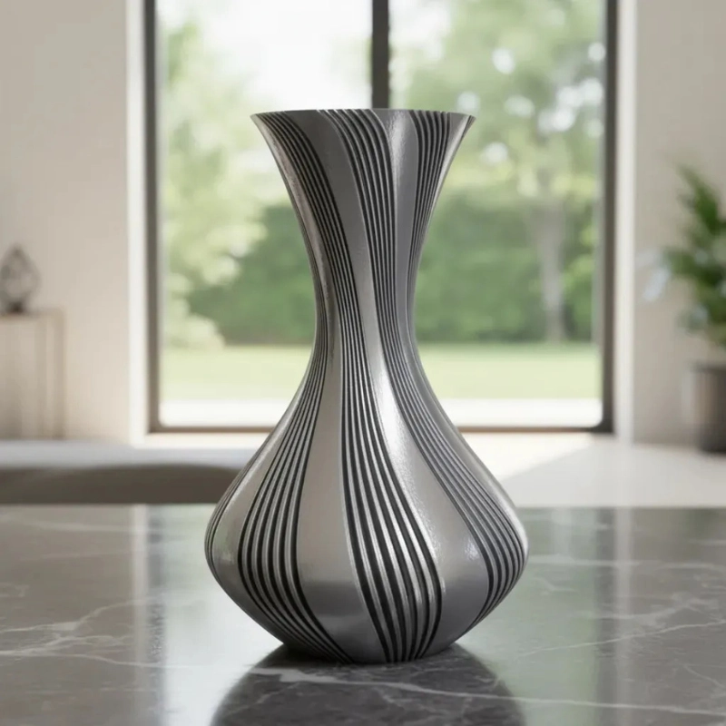 DECORACION ELEGANTE PRINTS PATRO - JARRON ESTILO VASE GRIS - 2