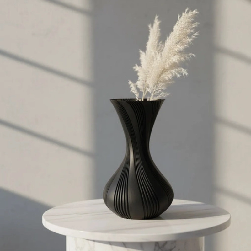 DECORACION ELEGANTE PRINTS PATRO - JARRON ESTILO VASE NEGRO - 2