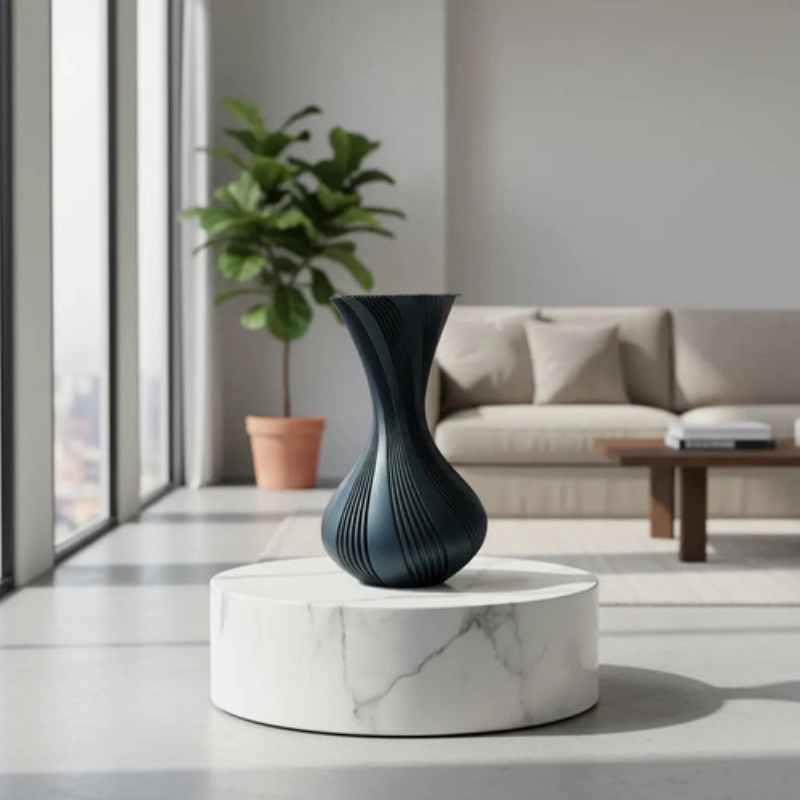 DECORACION ELEGANTE PRINTS PATRO - JARRON ESTILO VASE NEGRO - 3