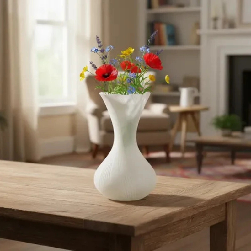 DECORACION ELEGANTE PRINTS PATRO - JARRON ESTILO VASE BLANCO - 3