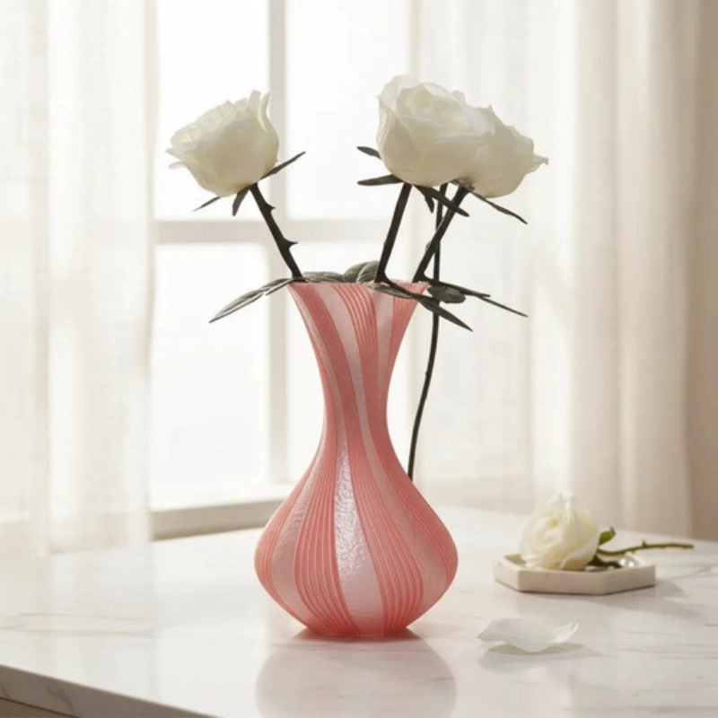 DECORACION ELEGANTE PRINTS PATRO - JARRON ESTILO VASE ROSADO - 3
