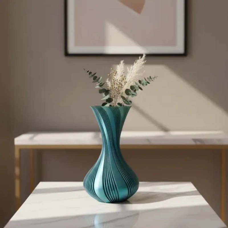 DECORACION ELEGANTE PRINTS PATRO - JARRON ESTILO VASE TURQUESA - 2