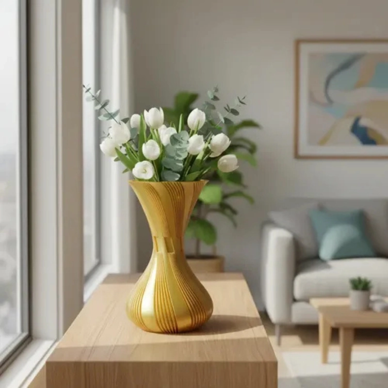 DECORACION ELEGANTE PRINTS PATRO - JARRON ESTILO VASE AMARILLO - 3