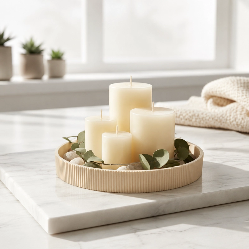 CUENCO DECORATIVO, BANDEJA, BANDEJA PARA VELAS ACANALADO - 4